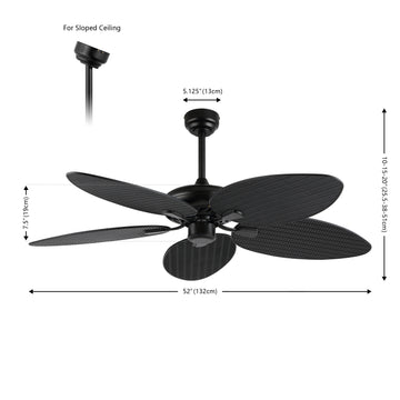 Raffles 52" Bohemian Industrial Iron/Plastic Mobile-App/Remote-Controlled 6-Speed Palm Blade Ceiling Fan - JONATHAN Y